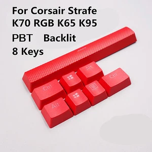 8 Keys PBT Backlit KeyCaps for Corsair Strtafe K70 RGB K65 K95 Gaming Keyboards - Picture 1 of 14