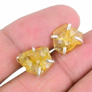 Citrine Gemstone 925 Silver Dangling Hook Birthday Valentines Earrings Jewelry - Picture 1 of 8