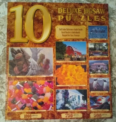Pack Of 10 Deluxe Jigsaw Puzzles 6750 Pieces ~ Animals Landscapes Flowers & More - Image 1 of 4