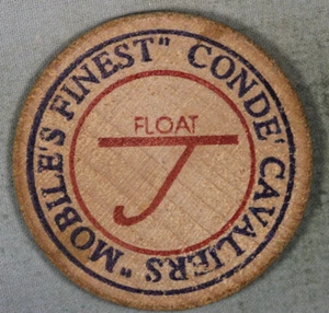 Conde Cavaliers Mobiles Finest 1992 Wooden Nickel ~ Float J - Bild 1 von 2