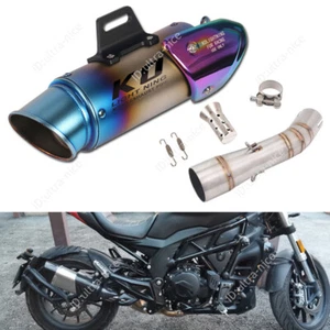 For Benelli 502C Short Mid Exhaust Pipe 51mm Muffler Tips Reserve Catalyst Steel - Picture 1 of 10