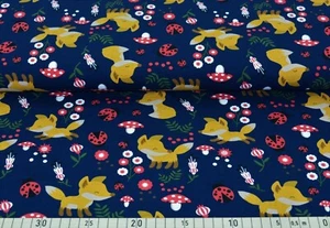 Jersey ♥ Tejido jersey ♥ Tela infantil ♥ Zorro ♥ Azul oscuro - Imagen 1 de 1