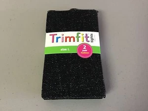 NWT Girl's Trimfit Fashion Tights Size Large 10-14 Black 2 Pair #184R - Picture 1 of 2