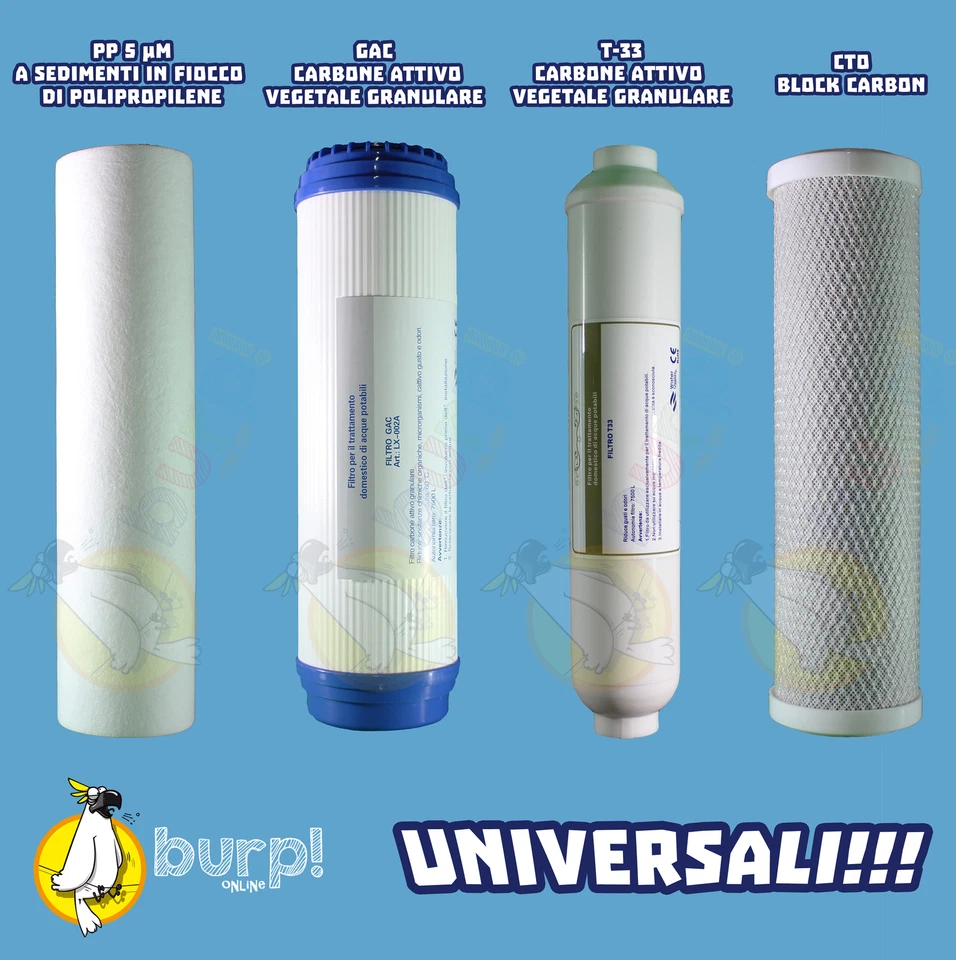 FILTRI STANDARD UNIVERSALI DEPURATORE ACQUA PURIFICATORE OSMOSI INVERSA FILTRO