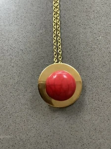 Brandneu Retro goldfarben rot Howlith Cabochon Anhänger Kette Halskette - Bild 1 von 4