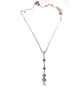 925 silver Gold Plated Vermeil lab grown diamond .12ct pendant lariate necklace - Picture 1 of 9