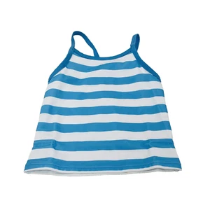NEW Hanna Andersson Sunblock Striped Blue White TANKINI Top Girl's Size 5 110 - Picture 1 of 9