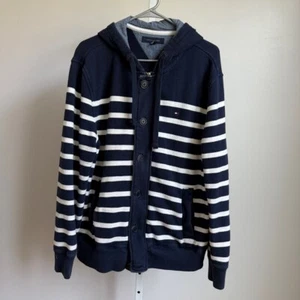 Tommy Hilfiger sz L blue white men’s Striped Hoodie - Picture 1 of 8