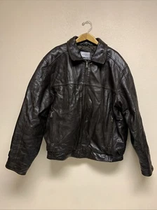 Vintage Hathaway jacket men's XXL Brown leather bomber pilot insulated fill 90s - Picture 1 of 16