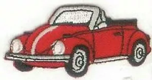 2,5 Zoll rot Cabrio Käfer Fahrzeug Auto nach links Stickaufnäher - Bild 1 von 1