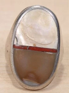 Fantastisches Sterlingsilber mit Muschel Koralle und Stein Inlay Größe 11 Ring X084A - Bild 1 von 4