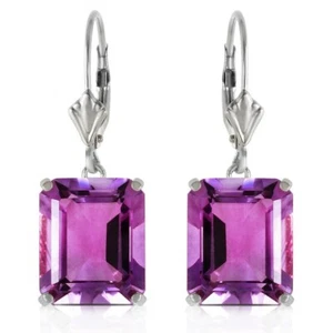 13 Karat 14K massiv Weißgold Ohrstecker lila Amethyst Achteckform - Bild 1 von 4