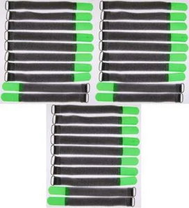 30 x Kabelklett Klettband 200 x 20 mm neon grün FK Klett Kabelbinder Klettbänder - Picture 1 of 9