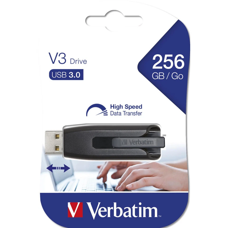 Verbatim V3 USB 3.0 256GB Schwarz Flash Drive Datenspeicher Stick - Bild 1 von 1