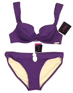 La Senza Bikini Underwired Padded Top 34A & Bottoms UK 12 PURPLE BNWT - Picture 1 of 7