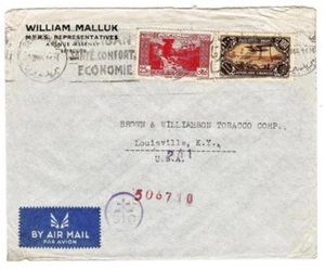 Lebanon Sc#143B,#C48(scarce on cover)-BEYROUTH 2/XI/44-WWII CENSOR - Picture 1 of 2