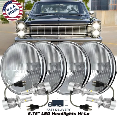 For Ford Galaxie 500 1962-1974 4pcs 5.75" 5-3/4inch Round LED Headlights Upgrade — 第 1/4 张图片