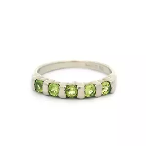 Nabco Sterling Silver Channel Bar Set Green Gemstone Band Ring Size 7 - Picture 1 of 6