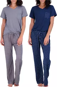 2 Pack: Women’S Pajama Set Super-Soft Short & Long Sleeve Top with Pants (Availa - Picture 1 of 6