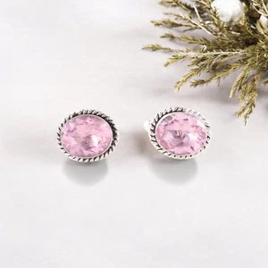 925 Sterling Silver Morganite Gemstone Jewelry Formal Cufflinks 0.6" For Wedding - Picture 1 of 6