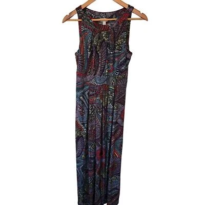 Soma Maxi Dress Size Small Tall Paisley Red Blue Multicolor Sleveless Soft Knit - Image 1 of 4