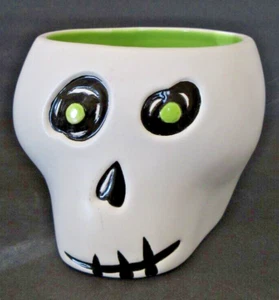 Hallmark Green & White Skeleton Skull Candy Dish Bowl Planter Halloween Decor - Picture 1 of 8