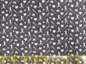 Baseball Players Bases Bats Balls Lets Play Ball Navy Blue White Spoonflower - Picture 1 of 1