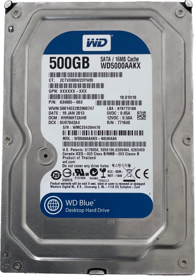 WD5000AAKX Western Digital Caviar Blue 500GB 16MB cache 7200RPM 3.5" Hard Drive - Image 1 of 1