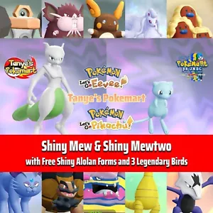 Pokemon Let's GO Shiny 6 IV Mewtwo & Mew Legendary - Picture 1 of 18