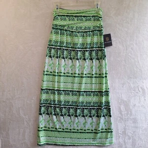 I. N. Studio Women's Maxi Skirt Small NEW NWT Stretch Green Striped Hippie Look - Picture 1 of 9