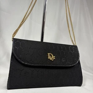 Christian Dior Schultertasche Handtasche Waben Logo Leder schwarz echt - Bild 1 von 24