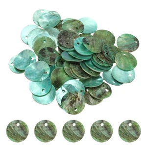 60Pcs Shell Beads for Jewelry Making, Flat Shell Coin, Lake Blue - Picture 1 of 6