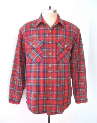 Camisa Grunge De Colección Años 70 80 Rojo Verde Azul Tartán Franela Cuadros Leñador Tareas L Foto 1 de 4