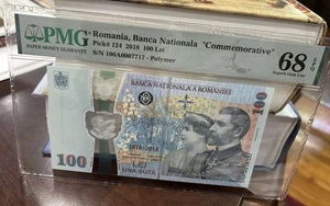 RUMANIA 2018 100 LEI P124 EXCELENTE GEMA UNC PMG 68 EPQ ESPECIAL S/N CONMEMORATIVO - Imagen 1 de 4