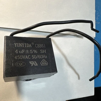 YUNYIDA CONDENSATORE AVVIAMENTO spunto MOTORE 4uF 450Vac CBB61 CAPPA 450Vac VENTILATORE
