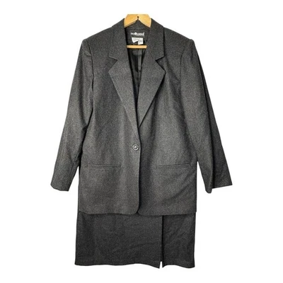 Conjunto de traje falda Sag Harbor Petite gris mezcla de lana negocios carrera mujeres talla 16P Foto 1 de 4