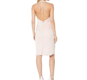 Vestido de fiesta Bebe halter para mujer 2 correas de estrás espalda abierta rosa melocotón látigo - Imagen 1 de 17