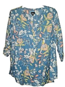 Ladies Plus Blouse Blue Floral Size 2X   New - Picture 1 of 2