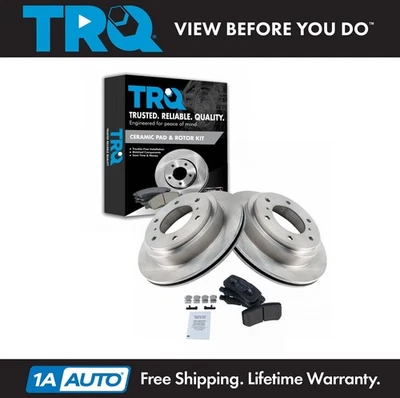 TRQ Rear Ceramic Brake Pads & Rotors Kit Fits 2001-2006 Mitsubishi Montero - Image 1 of 4