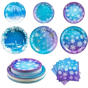 180PCS Frozen Birthday Party Supplies Serve 60,Snowflake Winter Wonderland Pa... - Bild 1 von 8