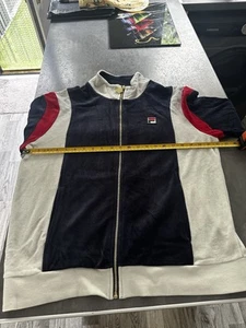 retro fila velour track Top Large Jacket Blue Red White 80s Casuals Vintage - Picture 1 of 6