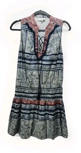 Abito Anthropologie Boemo piccolo boho nappa vita bassa flapper senza maniche spiaggia - Foto 1 di 13