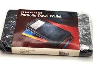 Neu Sharper Image Leder Reise Geldbörse Organizer Reisepass schwarz - Bild 1 von 10
