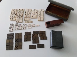 Antique Miniature Dominoes Napoleonic? Prisoner of War? Trench Art? bone & brass - Bild 1 von 24
