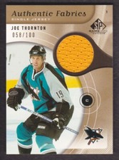 2005-06 SP Game Used Authentic Fabric Gold #AF-JT Joe Thornton Jersey 058/100