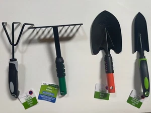 Garden Tools Set 4 Piece Rake Shovel Cultivator Spade Outdoor Steel Head New - Picture 1 of 3