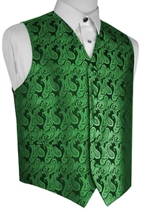 CHALECO ESMOQUIN HOMBRE PAISLEY VERDE. Vestido formal de boda graduación crucero regreso a casa - Imagen 1 de 4