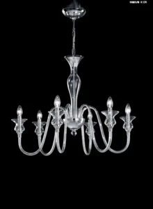 Lampadario candelabro in vetro di Murano trasparente cristallo 6 luci Sylcom - Foto 1 di 7