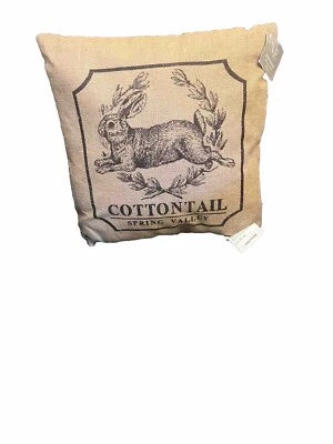 Decorative Cotton Tail Spring Valley Bunny Rabbit pillow Jute in outdoor 16" new - Image 1 of 4