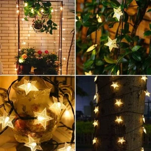 Solarbetriebene Fee Schnur LED Stern Lichter Wasserdicht Party Garten Outdoor Dekor - Bild 1 von 11